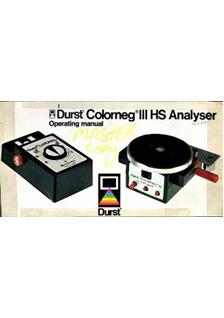 Durst Colorneg 3 HS manual. Camera Instructions.